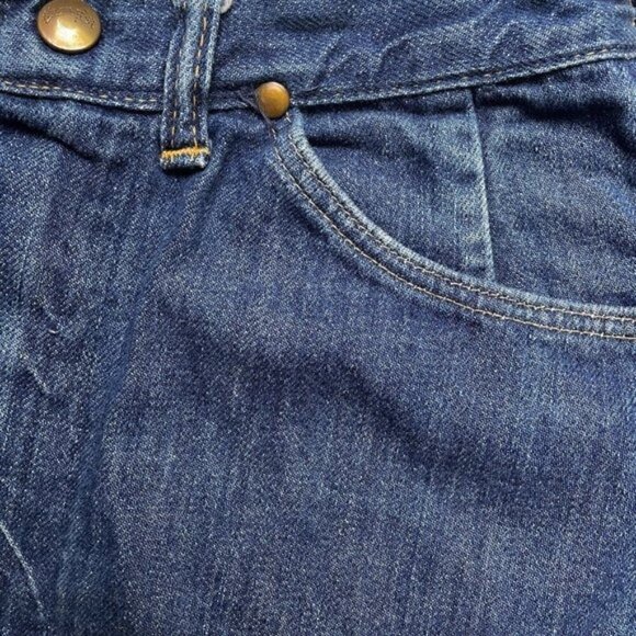VTG 60s Wrangler Jean Mini Skirt Raw Hem Women’s S Misses 11-12 Mid Rise Retro - Picture 5 of 8